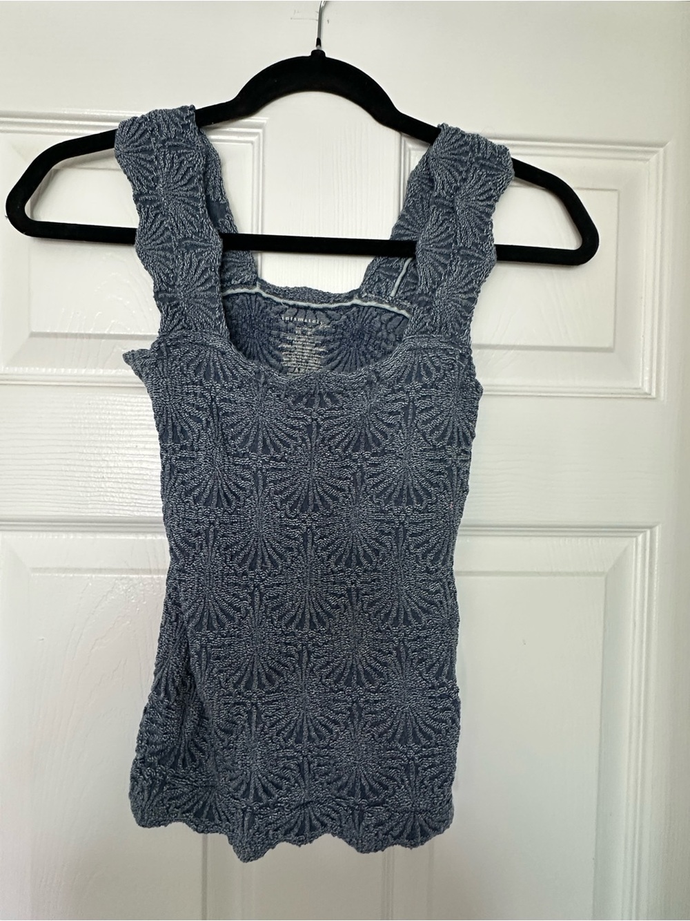 Free People Blue Textured Floral Knit Tank